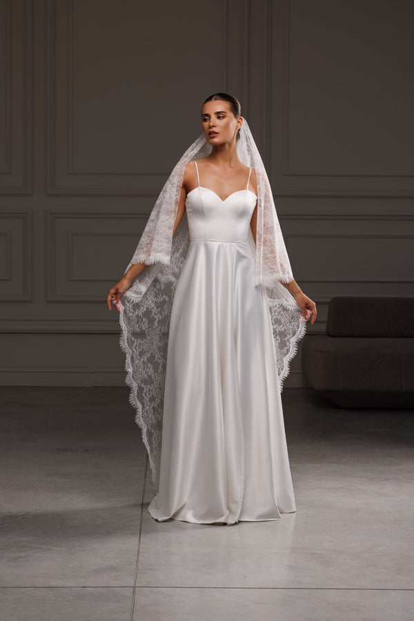 Gorgeous flattened lace veil with blusher 2 layers,2LFV15M/V-2561