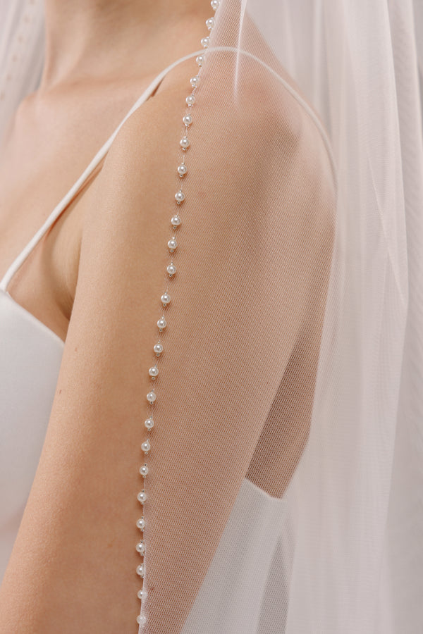 Beaded one layered veil NITSRV/V-2556