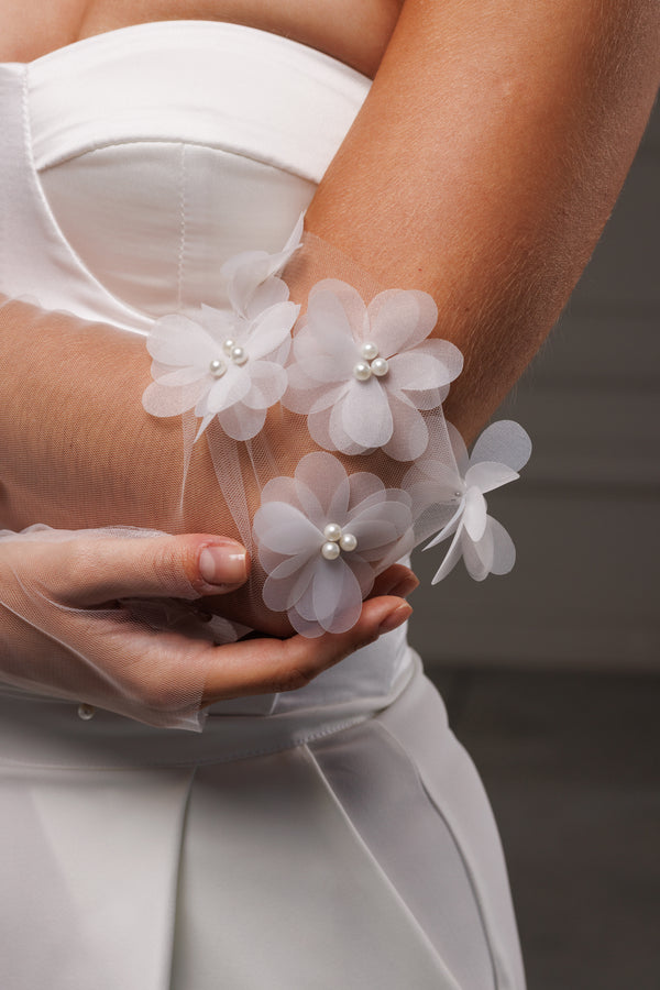 Bridal 3D flower gloves, GLOV3D/GL-003