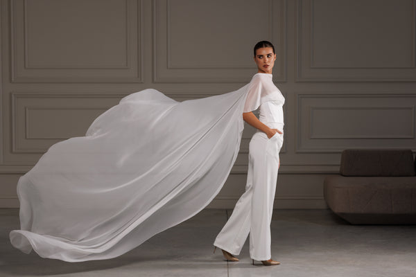 Luxurious Chiffon Transparent Wedding Cape CPVCF/CP-001