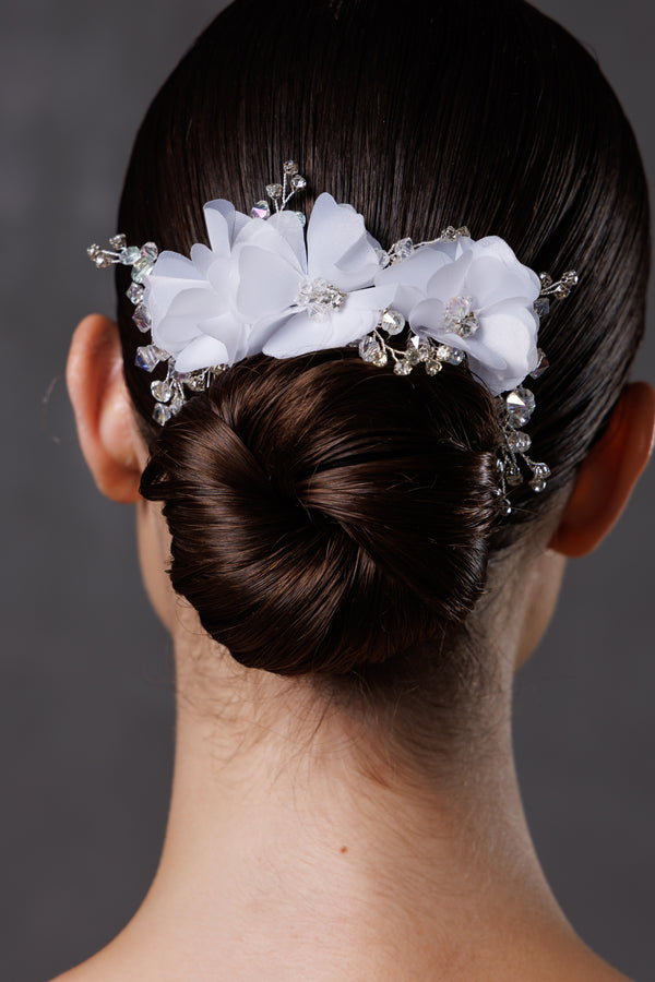 Bridal Hair Comb with 3D Flowers and Crystals, A-004