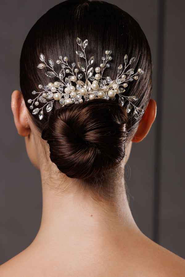 Bridal Hair Comb with Pearls and Crystals, A-002