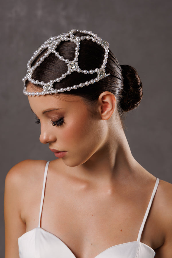 Pearl and Rhinestones Bridal Headpiece, A-001