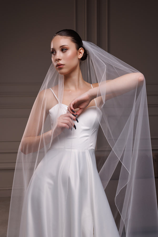 Pencil edge one layer bridal veil, PENV/V-2559