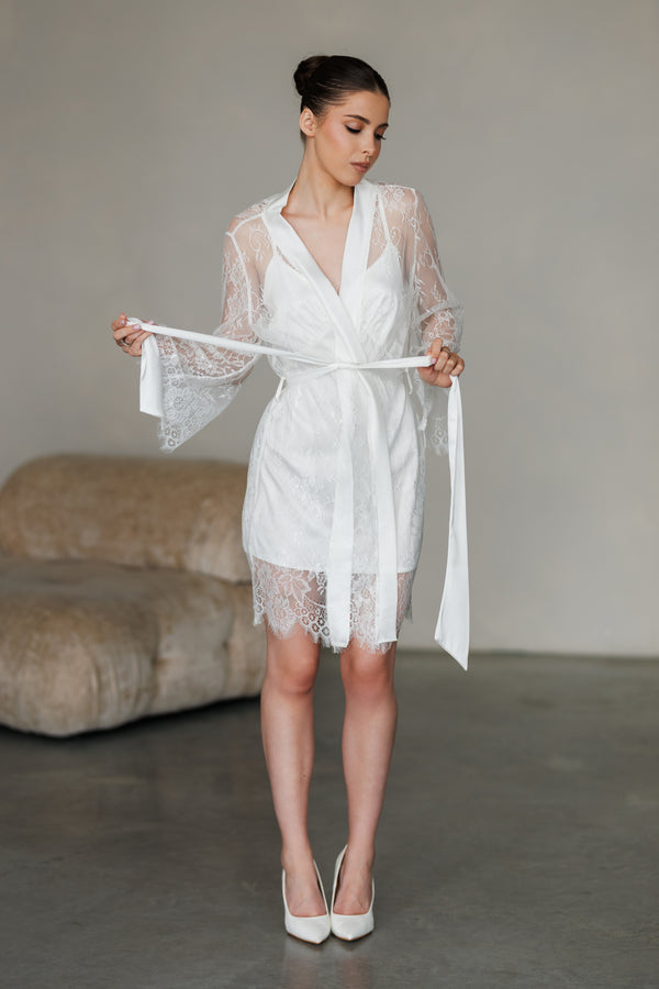 Short Wedding Morning Robe for Bride