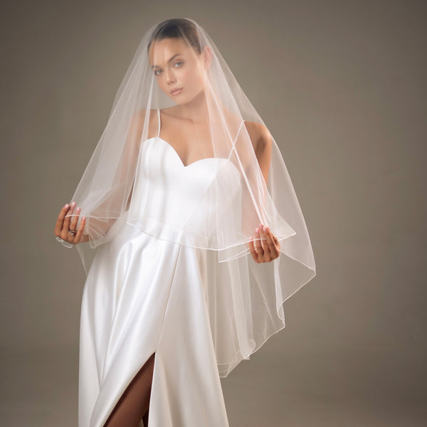 Pencil Edge Two Tier Wedding Veil, 2PENV